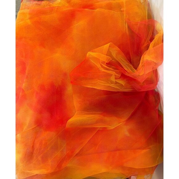 Vtg. 80’s Multi Color Tulle Fabric By The Yard Marbled Orange Red FASHION HOUSE - Picture 1 of 4